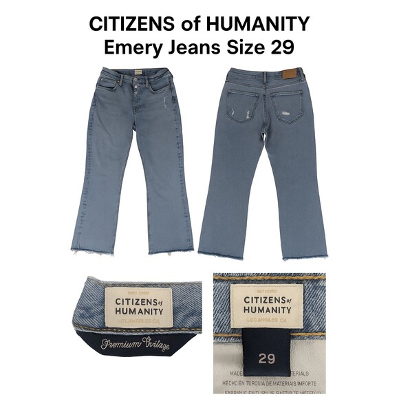Citizens of Humanity Emery High Rise Relaxed Crop Jeans Light Wash Distressed - Picture 1 of 11